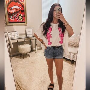 Crawfish Sequin Tee Peach Love California